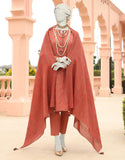 Junaid Jamshaid Rust Jacquard 3PC | JLAWN-S-24-345 Riwayat-07 Eid Ul Adha Lawn Collection 2024