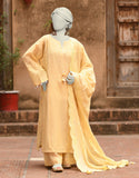 Junaid Jamshaid 3PC-JLAWN-S-25-3180 Yellow Doria Dyed  Shades Of Summer 2025