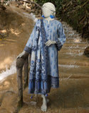 Junaid Jamshaid 3PC-JLAWN-S-25-814 Blue Jacquard  Printed Shades Of Summer 2025