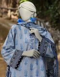Junaid Jamshaid 3PC-JLAWN-S-25-814 Blue Jacquard  Printed Shades Of Summer 2025