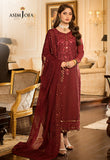Asim Jofa Chanderi Cotton, Maroon Jhilmil Collection