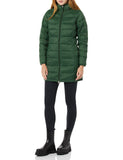 Tan Women's Black Lightweight Water-Resistant Hooded Slim Fit Puffer Coat - AmEss