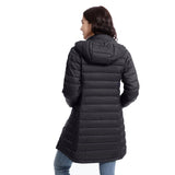 Navy Blue Women's Detachable Hood Slim-Fit Coat - ZMC