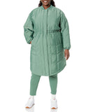 Neon Pink Slim-Fit Women's Coat with Oversized Quilting - AmEss