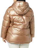 Metallic Taupe Women's Slim Puffer Coat - Warm & Stylish - AmEss