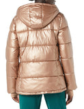 Metallic Taupe Women's Slim Puffer Coat - Warm & Stylish - AmEss