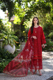 Saadia Asad D2-B Deep Red And Maroon Colour Block Noor Luxury Chikankari Lawn 2024