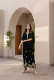 Dhanak FW24DA-1900 Dark Green Velvet Prets 2024