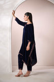 Dhanak FW24DA-2601 Navy Blue Velvet Drop I 2024