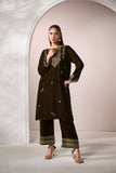 Dhanak FW24DA-2603 Olive Green Velvet Drop I 2024