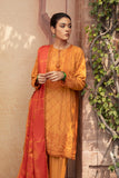 Cross Stitch Ochre Tan-3pc- Embroidered Linen Suit Winter Edit 1 Khaddar Linen 2022