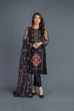 Bareeze Vintage Botanical Ch2978 Black Dress