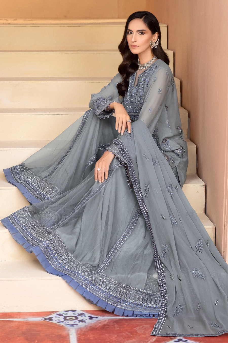 Flossie Ultimate Grey (B) Elnaz Chiffon Collection Vol 01