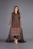 Bareeze Vintage Folk Bnl1074 Dark Brown Dress
