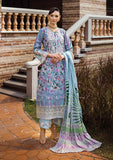 Elaf Premium ECT-03A Ocean Blue Print Chikankari Lawn 2024