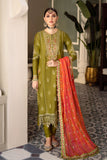 Maria B CST 607 LimeGreenb Sateen Winter Collection