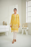 Dhanak DA 1597 Yellow Embroidered Kurta Eid Edits 2022