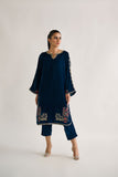Dhanak DA 1718 Turquoise Blue Embroidered Kurta Velvet Vol II