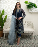 Dhanak DU-3165 Navy Blue Maheer Wedding Festive Collection