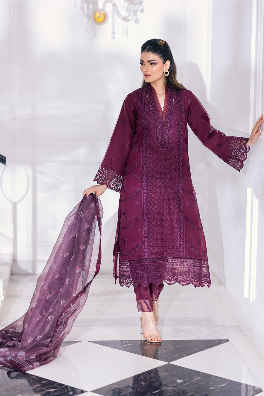 Azure Vintage Rose 7 Ensembles Hand Embellished Embroidered Festive Collection