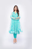 Bareeze Mural Flower Ch2793 Sea Gareen Dress