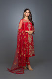 Bareeze Ornament Applique 2 Ch2914 Red Dress