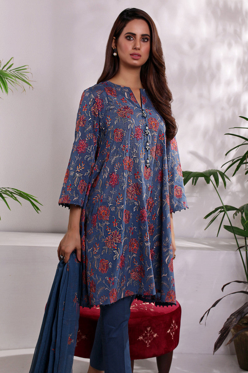 Bareeze Decorative Florals Bnl1013 Dark Grey Dress