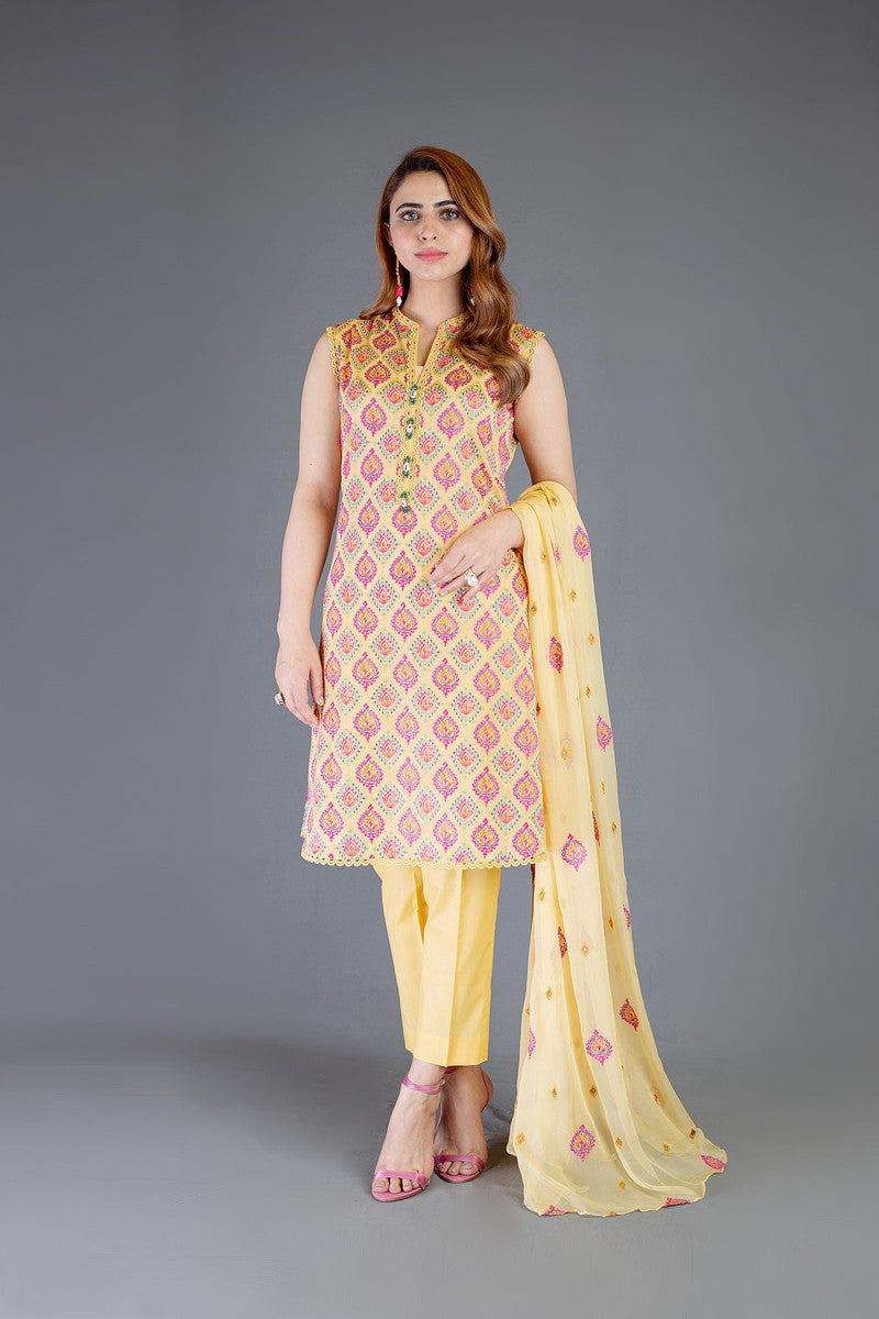 Bareeze Colors Of Ikat Bnl1019 Yellow Dress