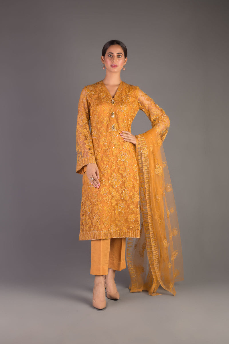Bareeze Raj Kumari 1 Bnl1094 Mustard Dress