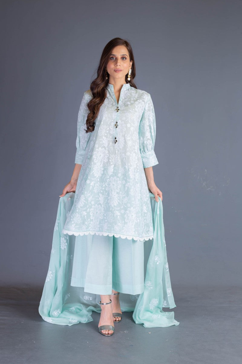 Bareeze Pearls On Sand Bnl1054 Aqua Dress