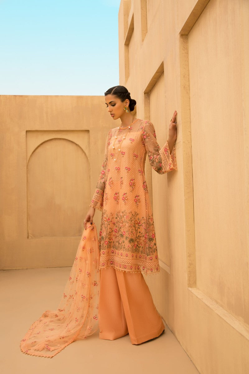 Bareeze Vintage Botanical Ch2979 Peach Dress