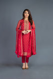 Bareeze Gold Glitter Ch3116 Dark Red Dress