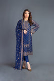 Bareeze Gold Glitter Ch3117 Dark Blue Dress