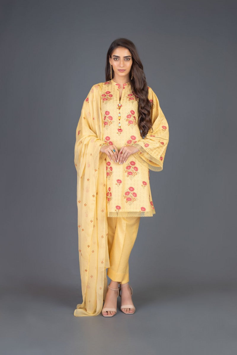 Bareeze Vintage Glam Ch3121 Yellow Dress