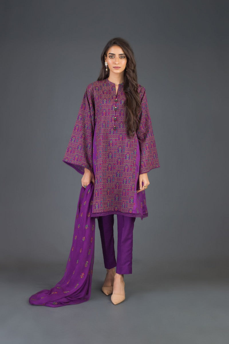 Bareeze Floral Cottage Ch3124 Purple Dress