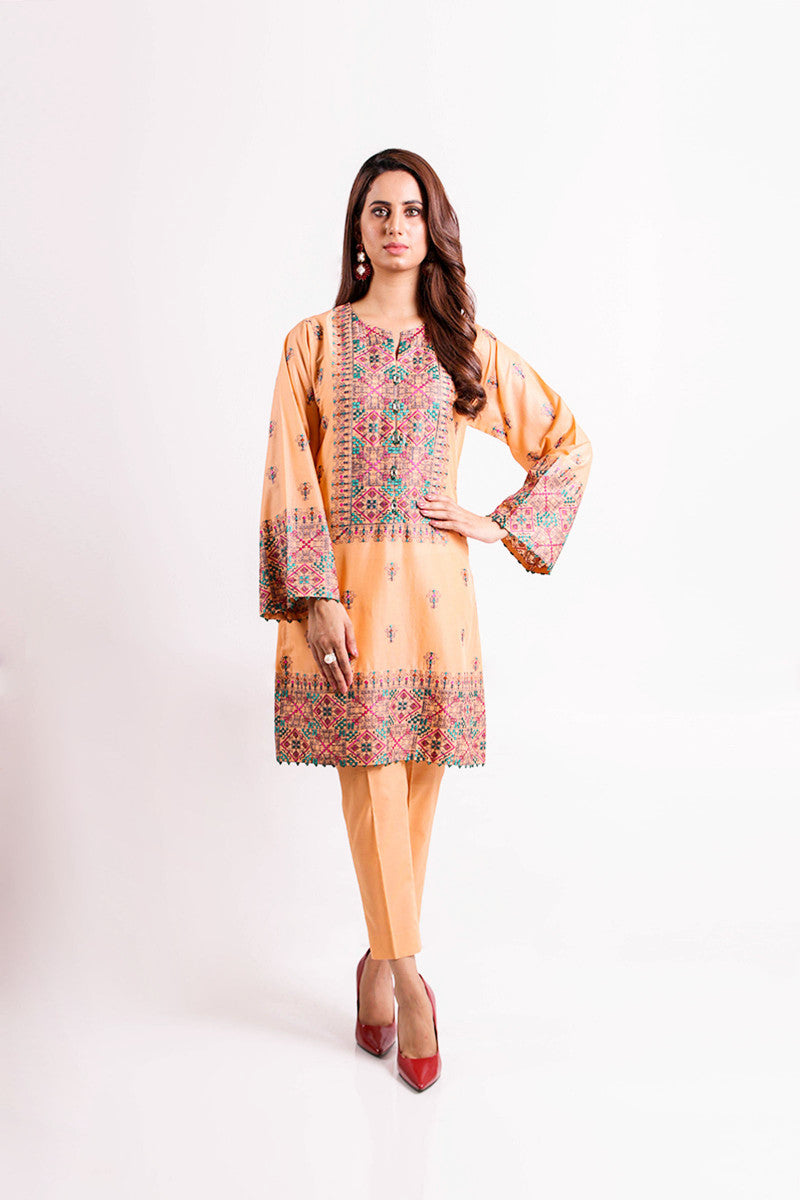 Bareeze Folk Fusion 1 Ch3174 Orange Dress