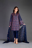 Bareeze Classic Murals Ch3240 Navy Blue Dress