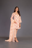 Bareeze Classic Murals Ch3241 Peach Dress