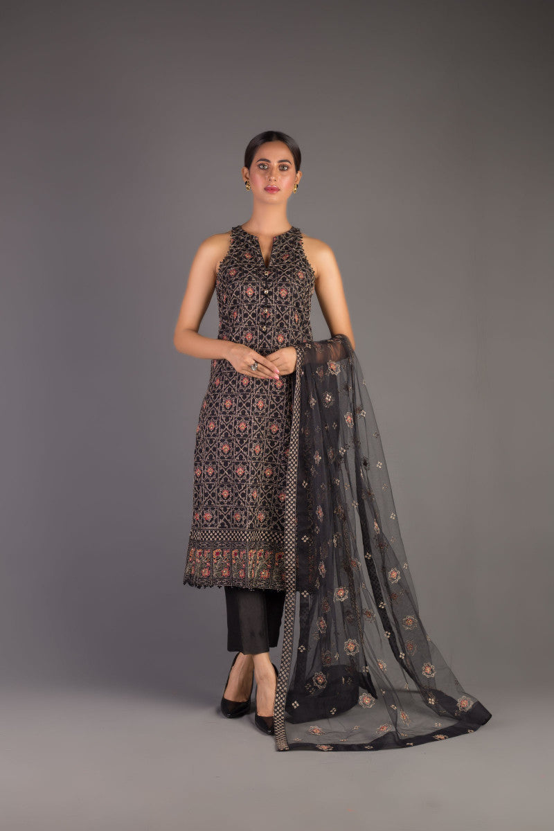 Bareeze Golden Diffusion Ch3253 Black Dress