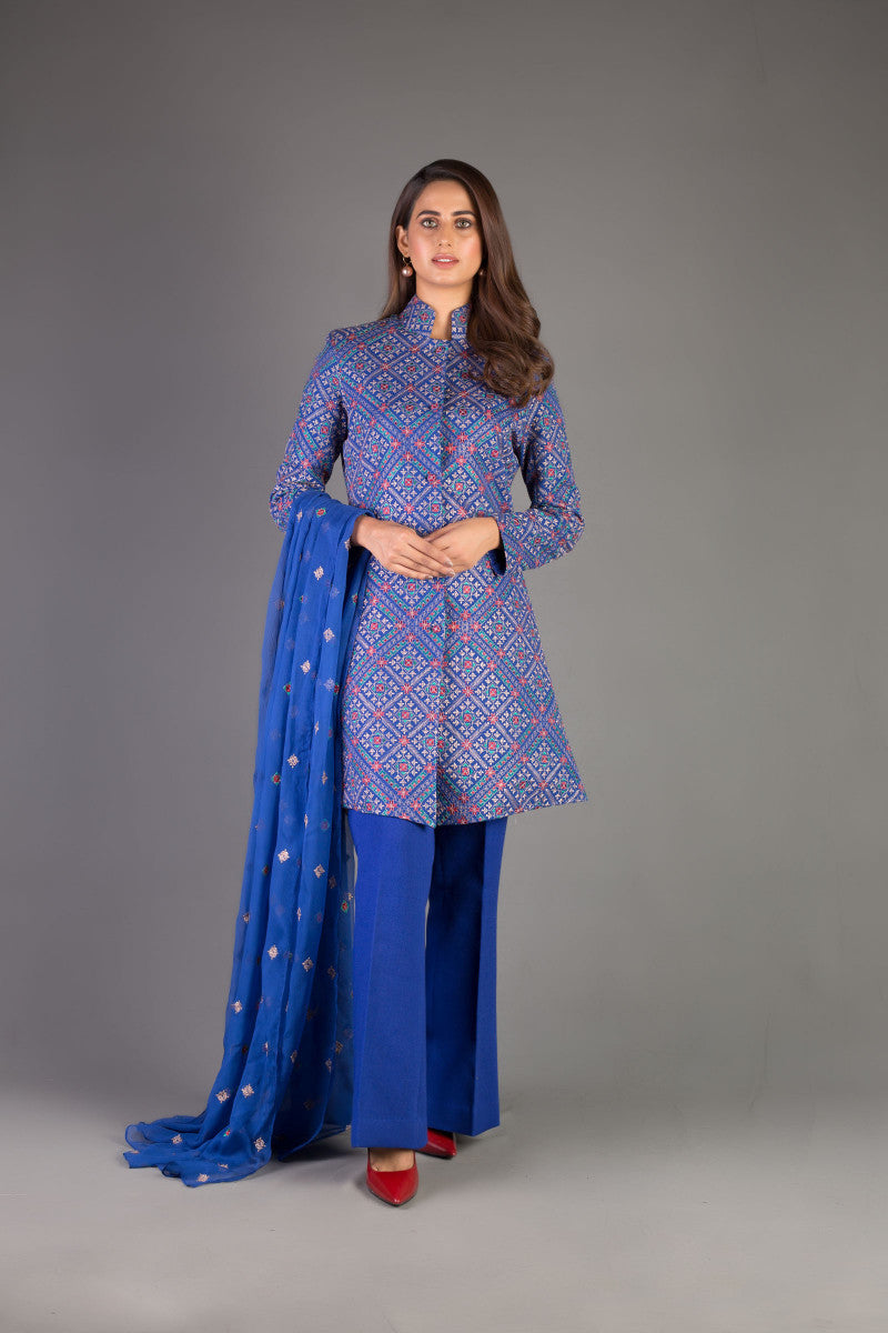 Bareeze Vintage Harmony Ch3352 Blue Dress