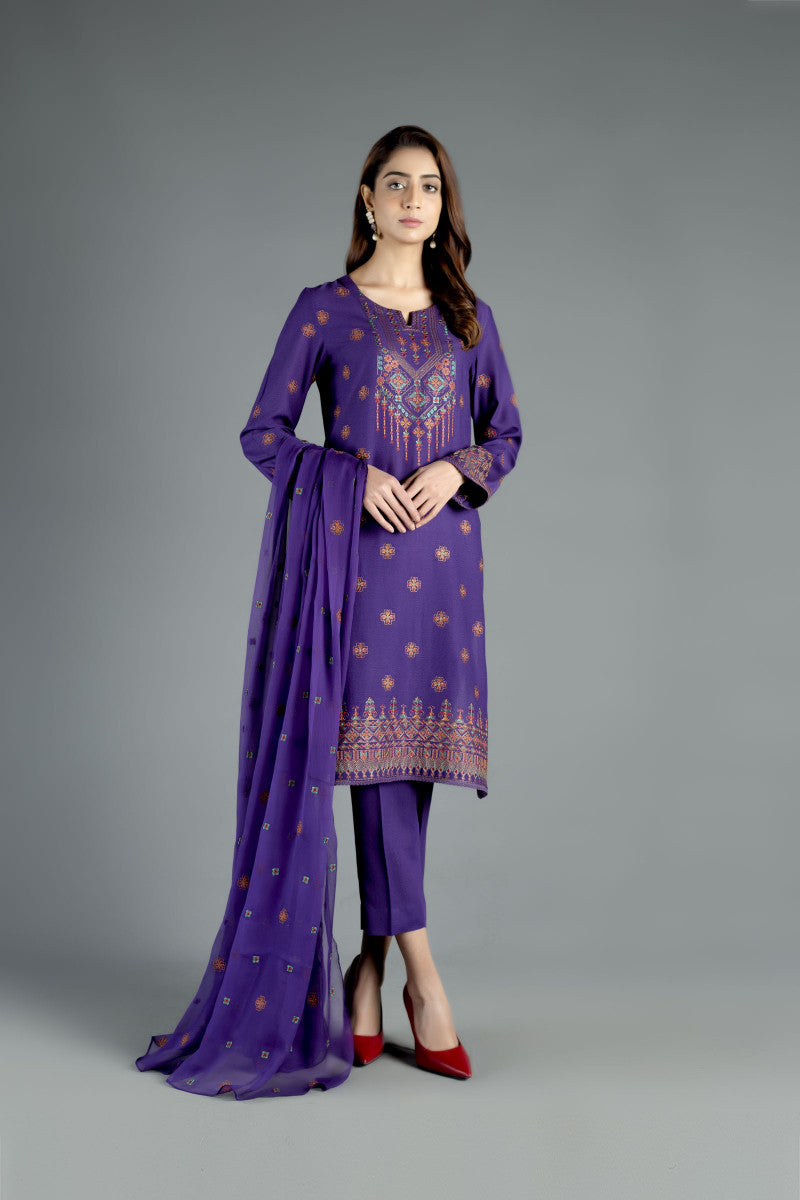 Bareeze Vintage Tribe 1 Ch3359 Purple Dress