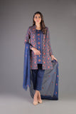 Bareeze Embosed Flower Ch3396 Navy Blue Dress