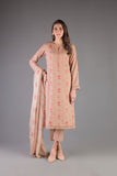 Bareeze Embosed Flower Ch3397 Brown Dress