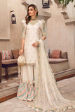 Maria B CST-508-Ivory and Gold Sateen Collection 2022