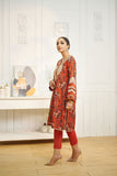 Dhanak Da1634 Orange Embroidered Kurta With Trouser Eid Edits 2022