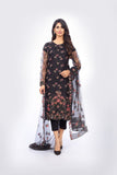 Bareeze Floral Frame Mc511 Black Dress