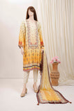 Saya yellow Printed Zari Filment 3 Piece