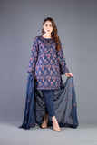 Bareeze Twisting Flora Mc750 Navy Blue Dress
