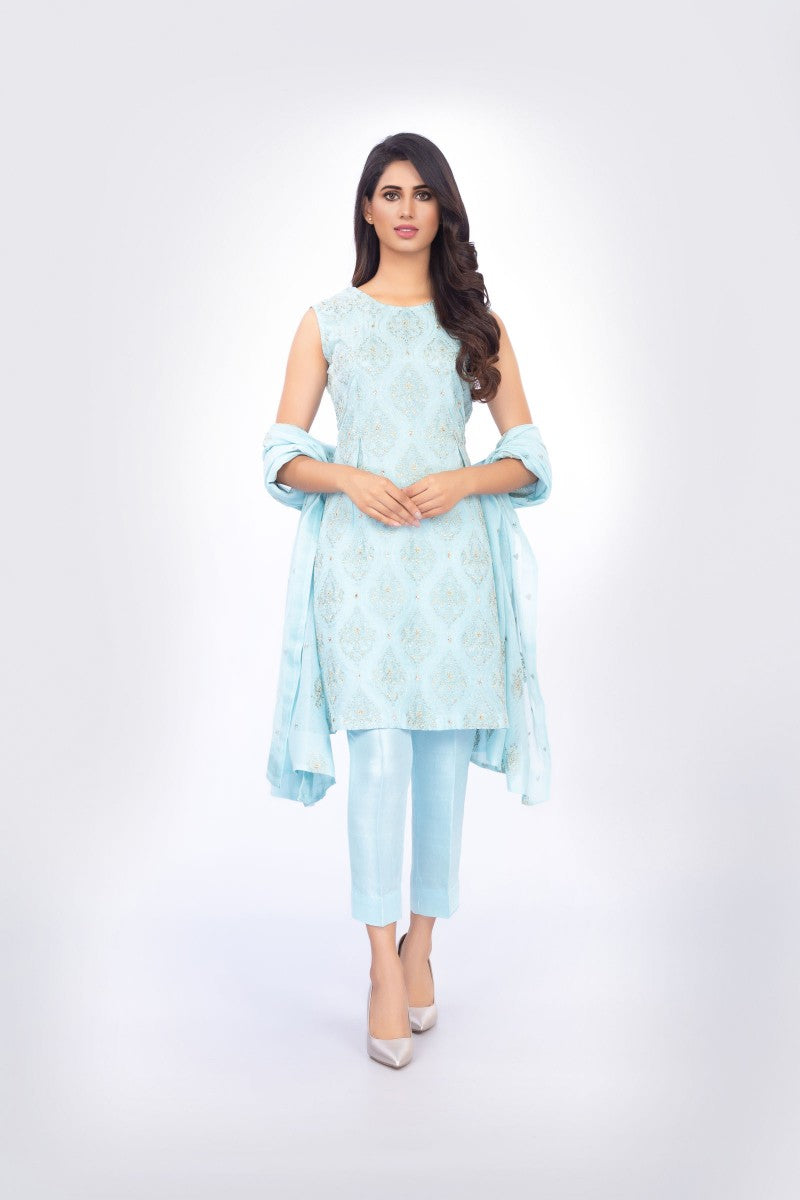 Bareeze Calico Ch2695 Aqua Dress