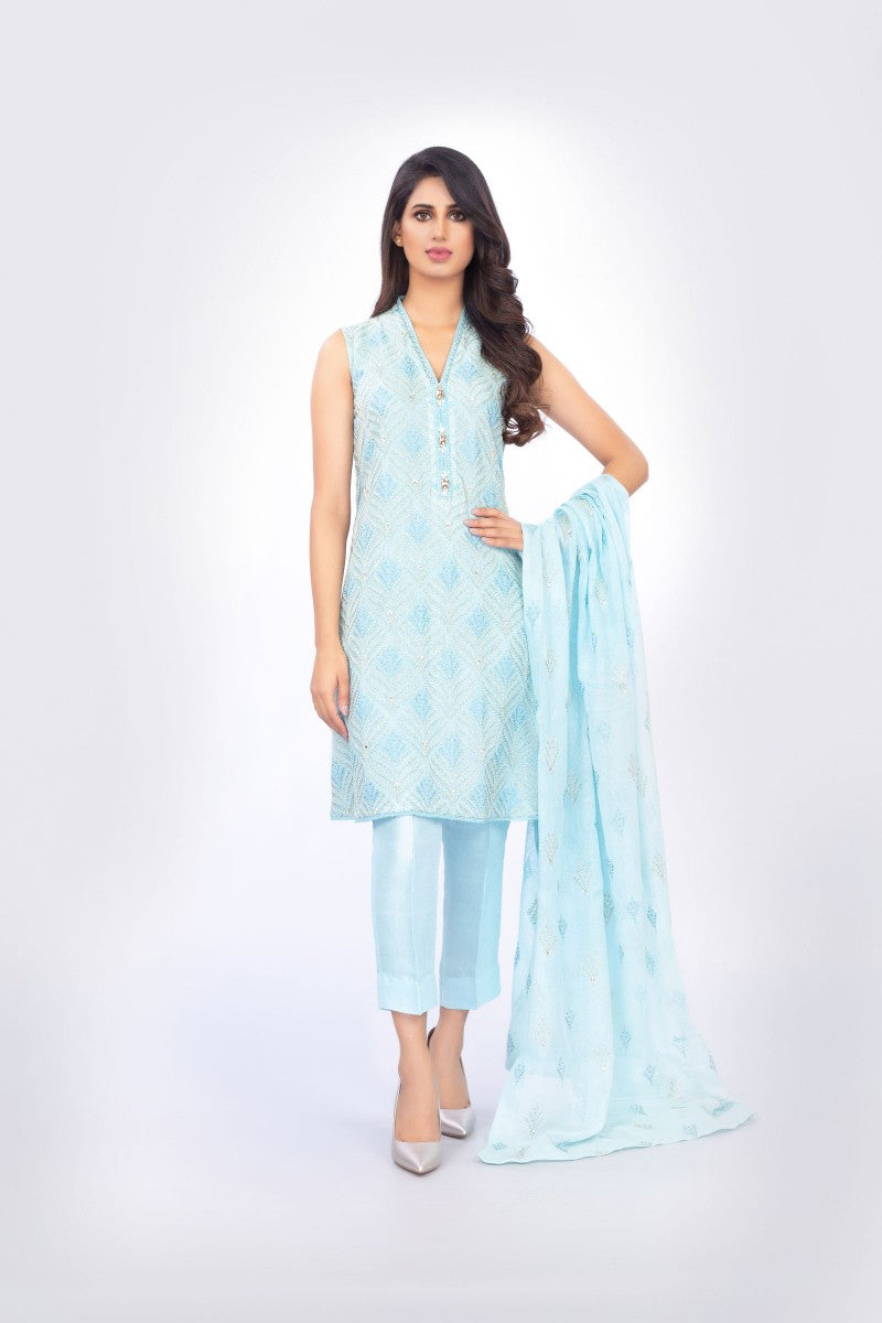 Bareeze Calico Ch2696 Aqua Dress